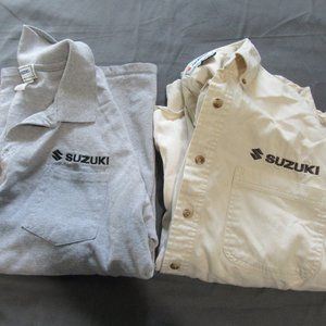 Mens Vtg Suzuki Frontier Cycles Shirts Lot Sz L Polo Button Up